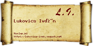 Lukovics Iván névjegykártya