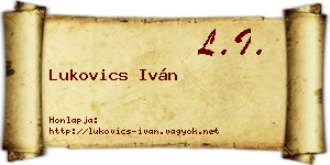 Lukovics Iván névjegykártya
